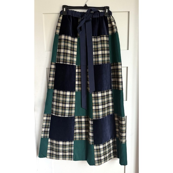 Talbots Dresses & Skirts - VTG Talbots Wool Plaid Patchwork Maxi Skirt Velvet 70s Style Boho Revival Sz S